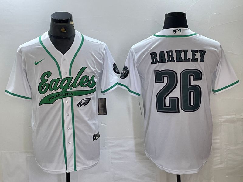 Men Philadelphia Eagles 26 Barkley White 2024 Nike Co branded NFL Jersey style 2